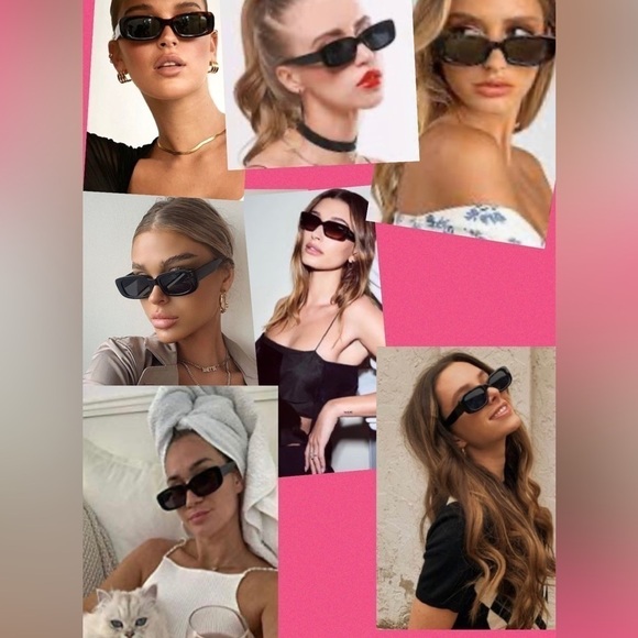Rectangular Black Retro trendy Women’s Sunglasses new 100% UV400 protection - Picture 8 of 14